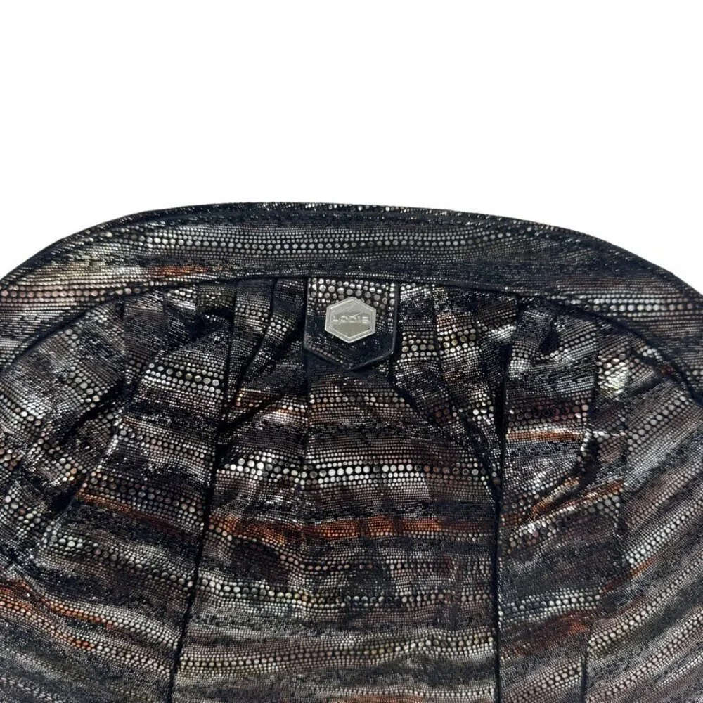 Lodis Minx Suzette Handbag Black copper Metallic Leather Clutch Bag NWT